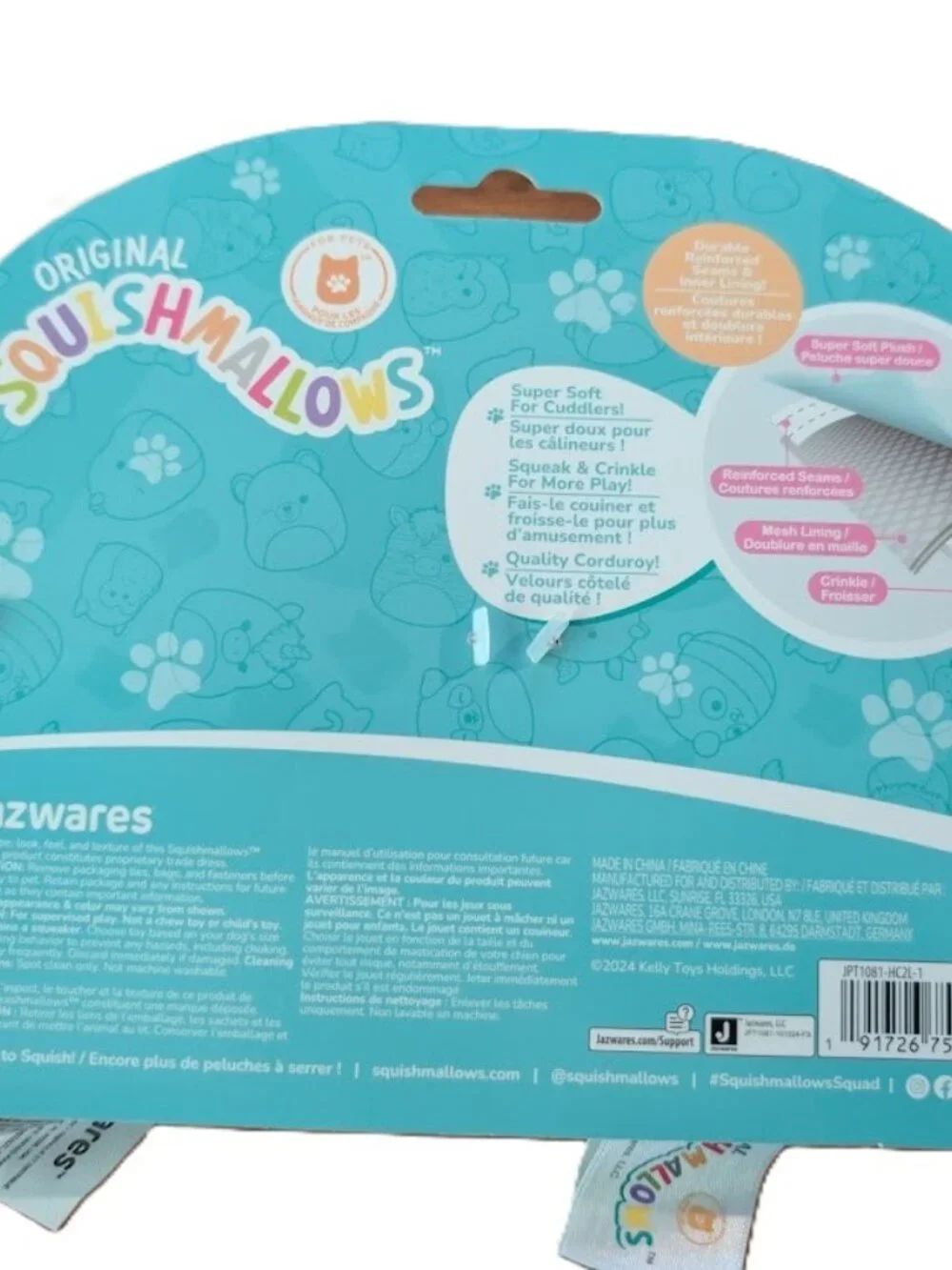 Squishmallows 3.5in Dog Toy 2-Pack Squeaky Planet & Sun Plush Pet Toys